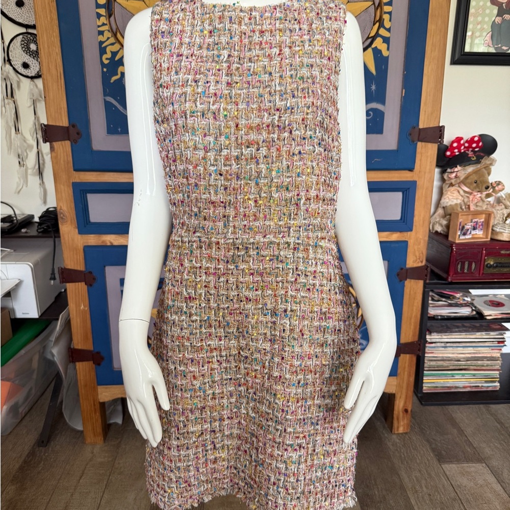 Neiman Marcus Multicolor Tweed Mini Dress